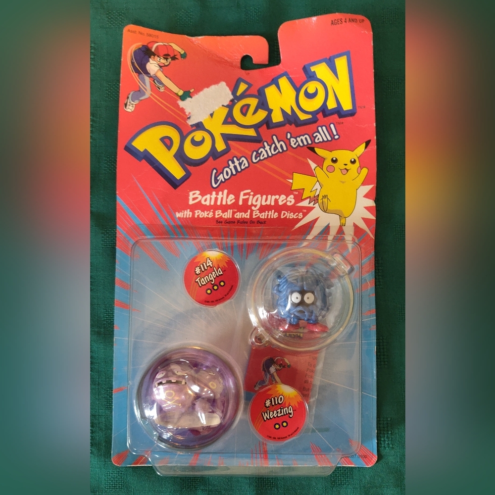 Pokemon Battle Figures POKEBALL Discs TANGELA 114 WEEZING 110 Hasbro 1999 SEALED